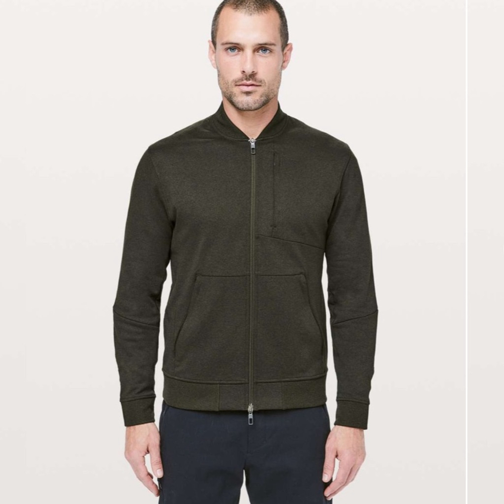 Lululemon City Sweat Bomber *Thermo Heathered Dark Olive Sz Large
